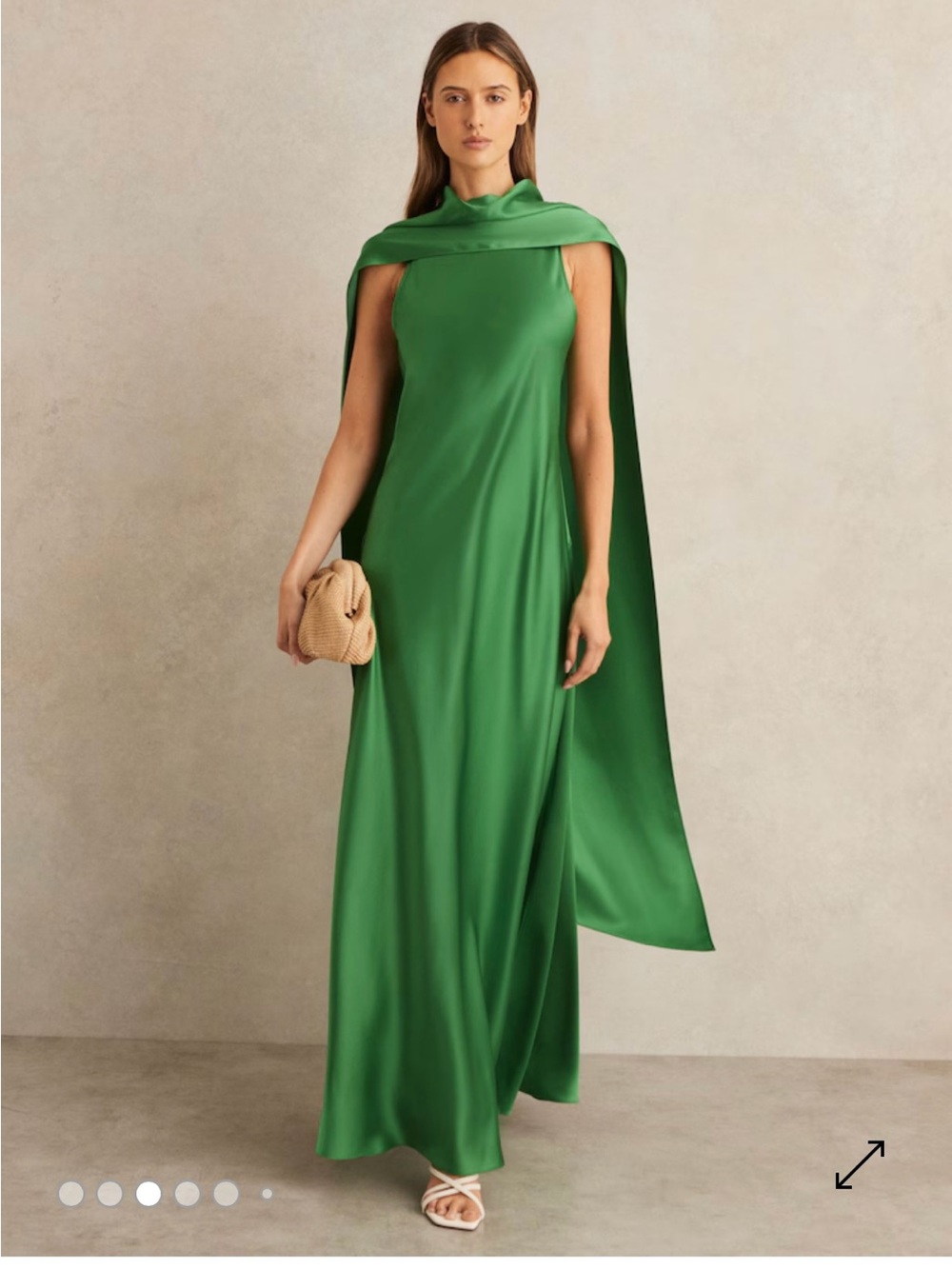 Reiss Emerald Green Satin Halter Evening Gown - Picture 5 of 7